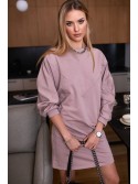 Rochie cappuccino netedă cu cusături FI700 - Magazin online - Boutique